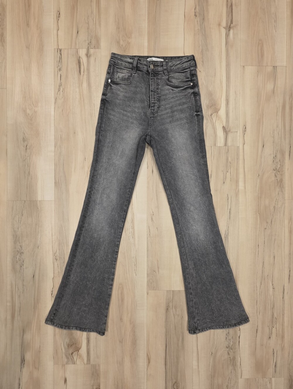 Zara Women's Charcoal Grey Flare Jeans
